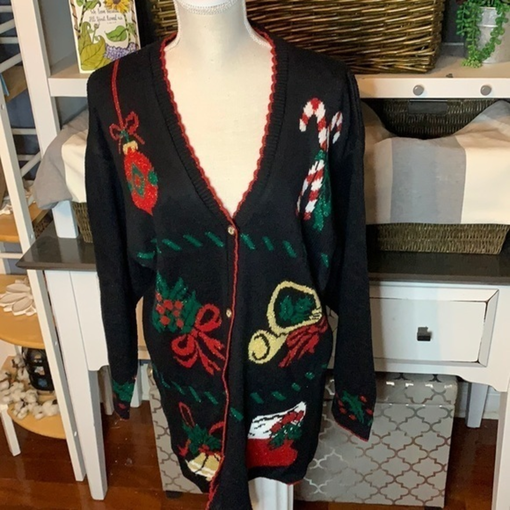Style‎ Studio Vintage Christmas Sweater Oversized Cardigan Size Medium
